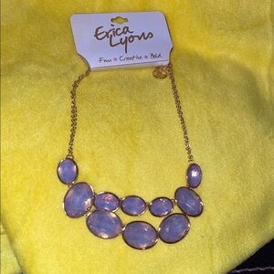 Erika Lyons Gold Tone & Pink Stone 2 Row Fashion Necklace